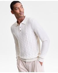 Club Room - Regular-fit Cable-knit 100% Cashmere Sweater Polo Shirt - Lyst