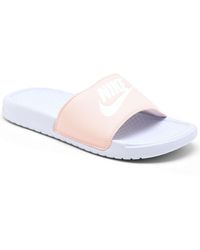 blue nike benassi swoosh golden check slides