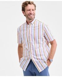 Club Room - Kara Stripe Short-sleeve Button-down Poplin Shirt - Lyst