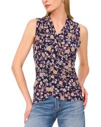 Vince Camuto - Floral Crossover Wrap-front Sleeveless Top - Lyst