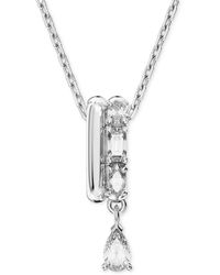 Swarovski - Rhodium-plated Mixed Crystal Double Ring Pendant Necklace - Lyst