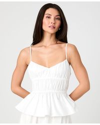 French Connection - Cotton Poplin Strappy Peplum Top - Lyst