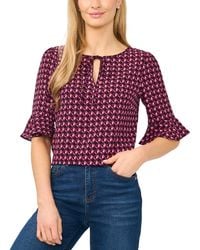 Cece - Split-tie-neck 3/4-sleeve Ruffle-cuff Blouse - Lyst