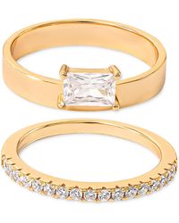 Giani Bernini 2-pc. Set Cubic Zirconia Ring & Pavé Band In 18k Gold-plated Sterling Silver, Created For Macy's - Metallic