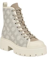 Guess - Shutter Lace-up Logo Pattern Combat Boots - Lyst