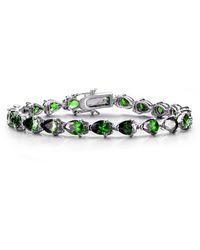Genevive Jewelry - White Gold Plated Sterling Silver Colored Cubic Zirconia Pear-cut Bracelet - Lyst