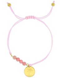 Roxy - Waterproof Yellow Heart Palm Tree Pattern Charm Rhodonite Adjustable Bracelet - Lyst