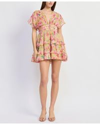 En Saison - Short-sleeve V-neck Mini Dress - Lyst