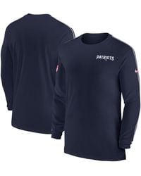 Nike - Navy New England Patriots Sideline Coach Uv Performance Long Sleeve T-shirt - Lyst