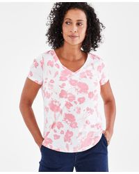 Style & Co. - Printed V-neck Short-sleeve T-shirt - Lyst