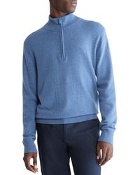 Calvin Klein - Ribbed-trim Quarter-zip Pullover Sweater - Lyst