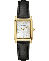 Bulova - Classic Sutton Diamond Accent Leather Strap Watch 21mm - Lyst
