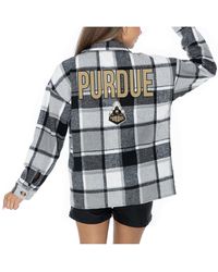 Gameday Couture - Grey Purdue Boilermakers Long Sleeve Brushed Plaid Button-up Overshirt Jacket - Lyst