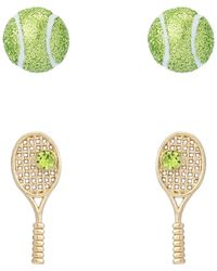 Betsey Johnson - Faux Stone Tennis Racquet Ball Duo Stud Earring Set - Lyst