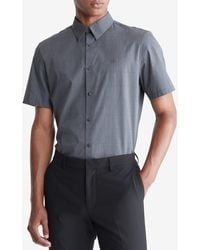 Calvin Klein - Slim Fit Tonal Windowpane Short Sleeve Button-front Shirt - Lyst