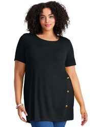 Avenue - Plus Size Button Detail Tunic Tee - Lyst