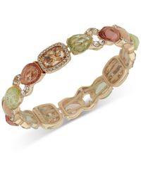 Anne Klein - Gold-tone Crystal & Stone Stretch Bracelet - Lyst