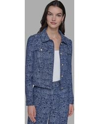 Karl Lagerfeld - Petite Printed Button-front Jacket - Lyst