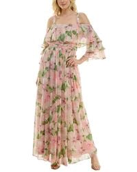 Taylor - Floral-print Cold-shoulder Gown - Lyst