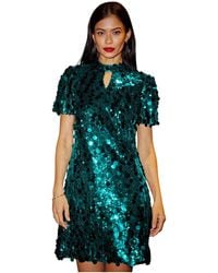 Yumi' - Sequin Short Sleeve Tunic Dress - Lyst