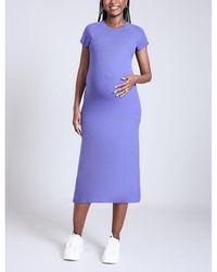 Motherhood Maternity - Maternity Rib Knit Short Sleeve Raglan Midi Dress - Lyst