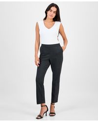 Anne Klein - Petite Mid-rise Pull-on Straight-leg Ankle Pants - Lyst