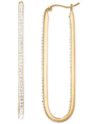 Macy's - Crystal Pave Inside Out Paperclip Hoop Earrings - Lyst