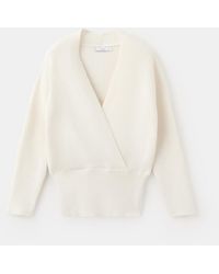 Mango - V-neck Ribbed Knit Sweater - Lyst