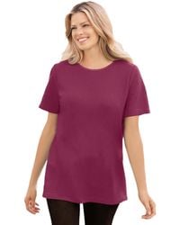 Woman Within - Plus Size Within Waffle Thermal Satin Trim Tee - Lyst