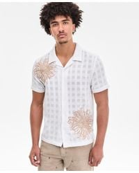 Guess - Conrad Regular-fit Embroidered Mesh Check Button-down Shirt - Lyst