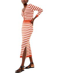 French Connection - Nesta Stripe Cotton Bodycon Midi Skirt - Lyst