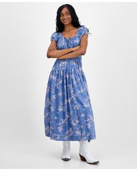 Lucky Brand - Floral-print Cinched-waist Midi Dress - Lyst