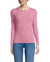 Lands' End - Drapey Rib Fitted Long Sleeve Henley T-shirt - Lyst