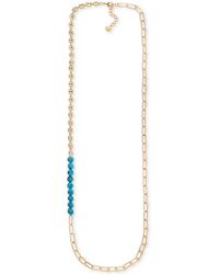 Alfani Gold-tone Stone Beaded Mixed Chain Long Strand Necklace, 42" + 2" Extender, Created For Macy's - Blue