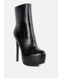 LONDON RAG - Orion High Heeled Croc Ankle Boot - Lyst