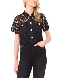 Cece - Collared Neck Short-sleeve Top - Lyst