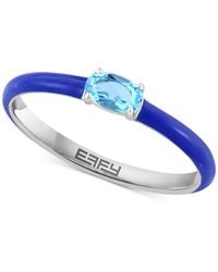 Effy - Effy® Blue Topaz (1/4 Ct. T.w.) & Enamel Stack Ring In Sterling Silver - Lyst