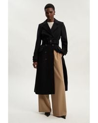 Karen Millen - Wool Blend Belted Midi Coat - Lyst