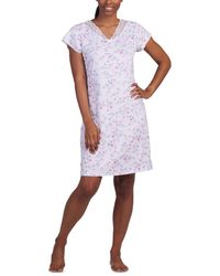 Miss Elaine - Printed Lace-trim Nightgown - Lyst