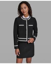 KARL LAGERFELD - Cropped Round Neck Jacket - Lyst