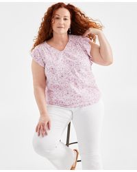 Style & Co. - Plus Size Flutter-sleeve V-neck Top - Lyst