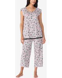 Ellen Tracy - Short Sleeve Cropped Pajama Set - Lyst