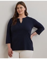 Ralph Lauren - Plus Size Cotton Jersey Three-quarter-sleeve Tunic - Lyst