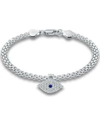 Giani Bernini - Cubic Zirconia Evil Eye Charm Bismark Chain Bracelet - Lyst