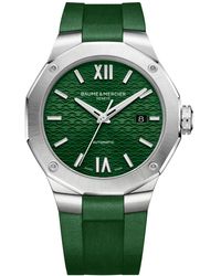 Baume & Mercier - Swiss Automatic Riviera Green Rubber Strap Watch 42mm - Lyst