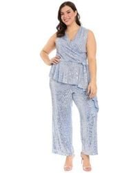 Muse - Plus Size Sleeveless V Neck Top Plus Size Sequined Pull On Pants - Lyst
