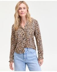 On 34th - Ruffle-trim Split-neck Blouse - Lyst