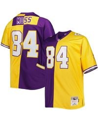 Mitchell & Ness - Randy Moss Purple And Gold Minnesota Vikings Big And Tall Split Legacy Retired Player Replica Jersey - Lyst