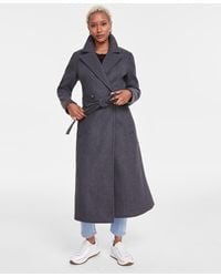 DKNY - Notched-collar Double-breasted Wrap Coat - Lyst