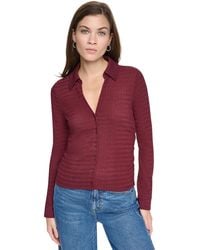 DKNY - Petite Fitted Collared Neck Top - Lyst